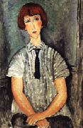 Amedeo Modigliani Yound Woman in a Striped Blouse oil painting reproduction